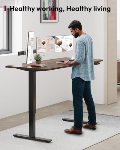 Image of SANODESK Dual Motor Electric Standing Desk 71 x 32 Inches, Height Adjustable Sit Stand Desk with Large Splice Board for Home Office, Computer Workstation, Study & Gaming, Black Frame /Black Walnut Top