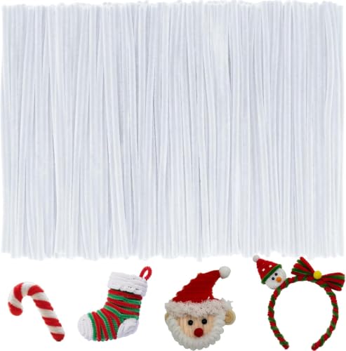 Image of YUNAMI 100 Pcs Pink Pipe Cleaners for DIY Craft Flowers - Fuzzy Chenille Stems & Fluffy Sticks for Arts & Crafts, Creative School Projects, Kids Craft Supplies, Home & Party Decor (White, 100)
