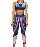  Mallas Push Up para Deporte de Mujer, Leggins Pantalon Deporte Yoga, Estampado Moon, Leggings Mujer Fitness Suaves Elásticos Cintura Alta para Reducir Vientre (M)
