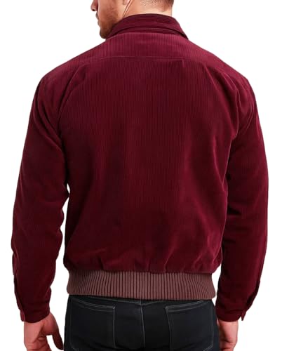 Mens Halloween Cosplay Costume Red Bomber Jacket Shirt Style Collar With Flap Pockets Red Corduroy Jacket2