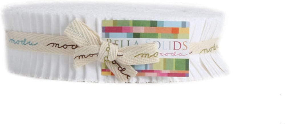 Moda Fabric Bella Solids White Honey Bun - Sold Per 1/4 Metre (Long Quarter)