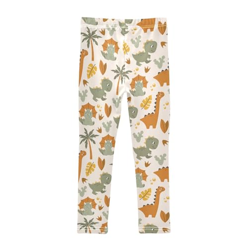 Girls Basic Leggings Baby Girls Pants Dinosaurs Cartoon Soft Footless Stretchy Tights Pants 4-10Y2