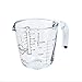 Jarra medidora con capacidad de 500 ml, con diferentes tipos de medidas, de 12 x 12 x 16 cm. Vaso medidor con asa válido para microondas horno o congelador, con dibujo para tomar medidas.