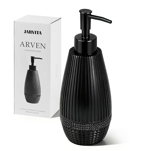 Seifenspender schwarz matt - Spülmittelspender küche und Bad für Design-Liebhaber - Pumpspender, geeignet für Flüssigseife oder Spülmittel - soap Dispenser mit Schmucksteinen 1