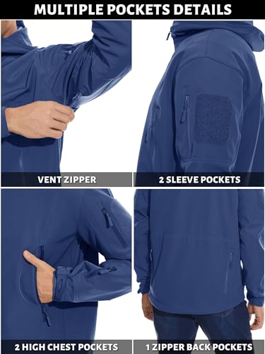Image of TACVASEN Men's Special Ops Military Tactical Soft Shell Jacket Coat | Waterproof,windproof | Multi-pockets,adjustable hood | Ideal for rain,hiking,snow,ski