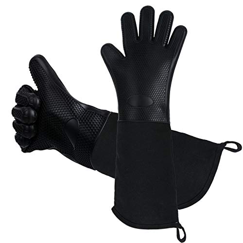 Oven Mitts Silicone Grips Extra Long Professional Oven Gloves Non-Slip Grip Heat Resistant
