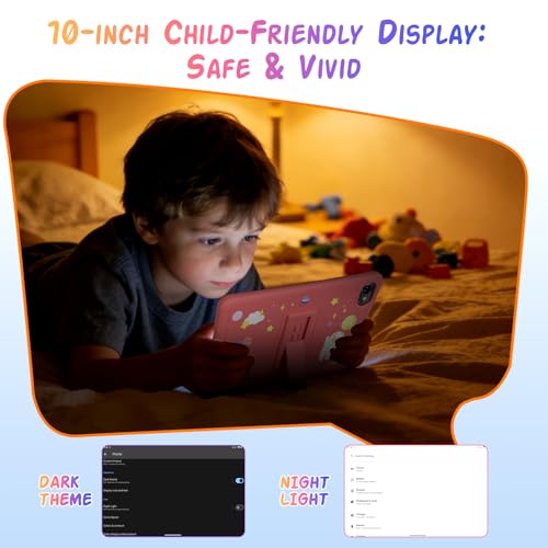 Image of Kids Tablet 10 inch, Android 16 Tablet for Kids Space, Parental Control, 16GB RAM 64GB ROM, 2TB Expand, Includes Case & Stylus Pen, Pre-Installed Educational Apps, Eye Protection, Pink