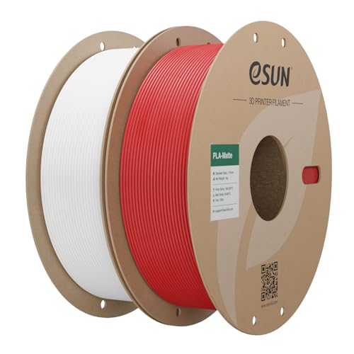 Image of eSUN Matte PLA Filament 1.75mm, 3D Printing PLA Filament 2KG Carboard Spool for Most FDM 3D Printers, Milky White+Fire Engine Red