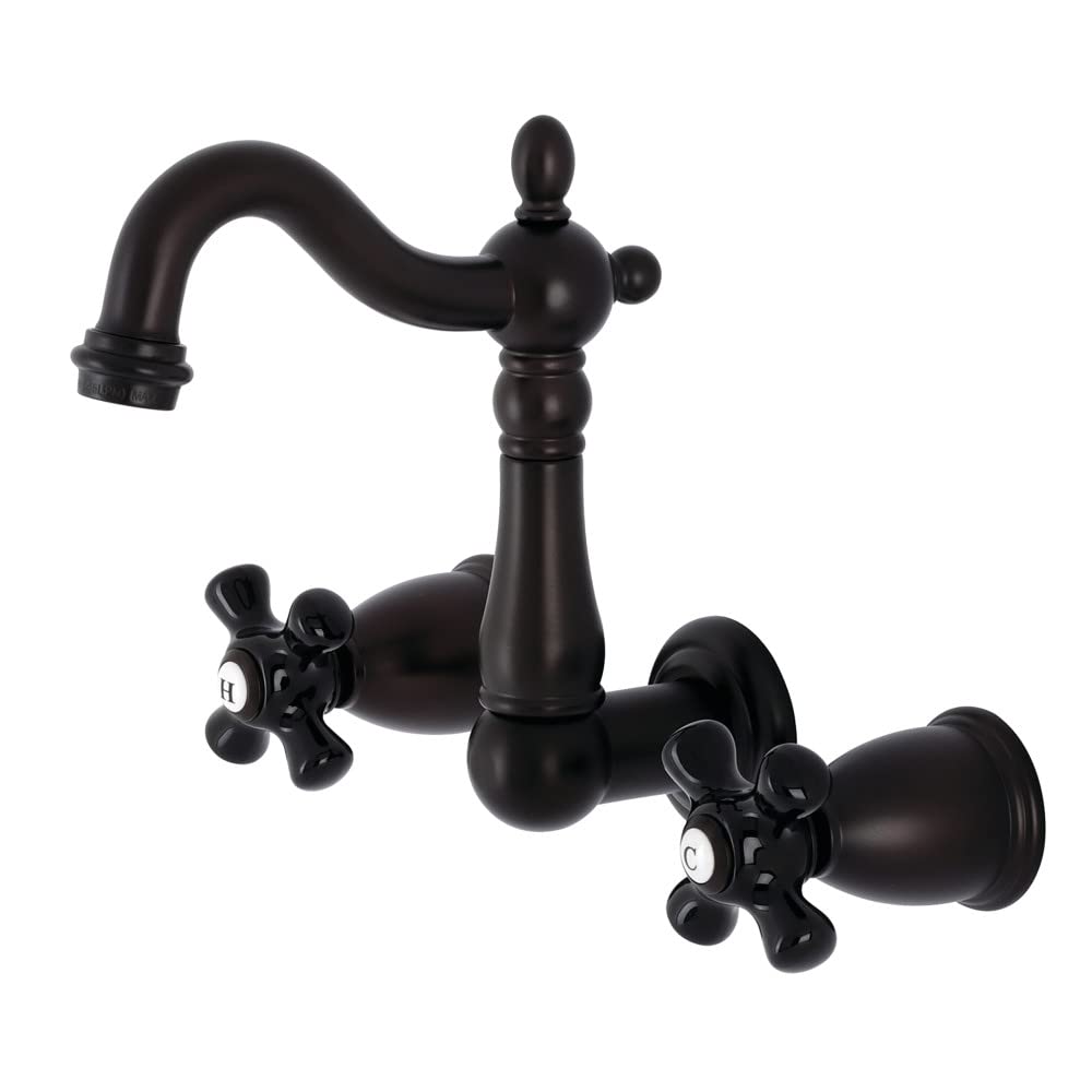 Robinet de salle de bain mural double poignée Kingston Brass KS1225PKX