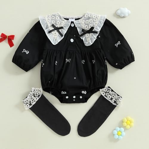 Newborn Baby Girl Bubble Romper Infant Smocked Bodysuit Jumpsuit Onesie with Socks Summer Clothes Outfits2