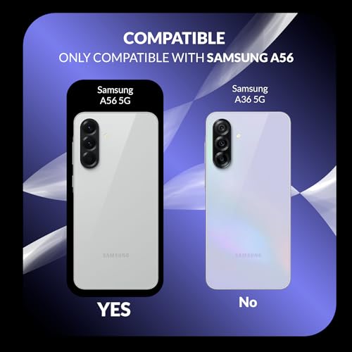 Image of Back Cover Case + Screen Protector for Samsung Galaxy A56 5G | Transparent Black | TPU & PC Anti Yellow Mobile Phone Case Cover for Samsung Galaxy A 56 / A56 5G | 360 Degree Protection