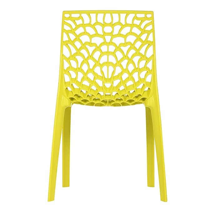Image of Supreme Web Plastic Chair |Armless Chair for Home, Dining Room Set, Cafe & Outdoor Use |with Weight Bearing Upto 220kgs(Color:Yellow; Pack of 1)