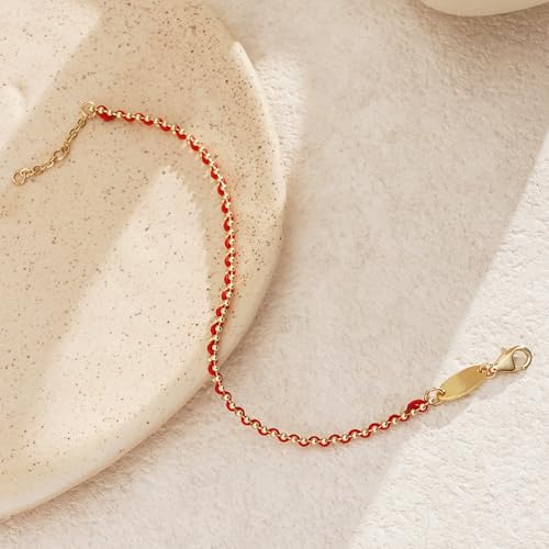 LEGENSTAR Gold Bracelet for Women 18K Gold Dainty Plated Lucky Bracelet for Women Handmade String Interwoven with Gold Chain Adjustable Length Simple Gold Bracelet Fashion Accessory4