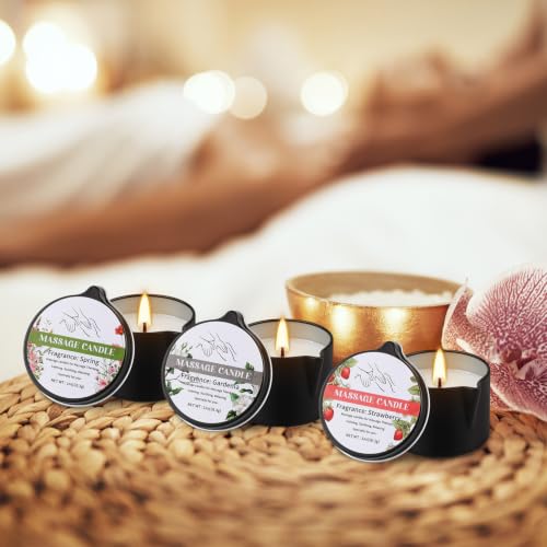 Image of 12 Pack Mini Massage Candles, Soy & Coconut Oil Melts into Warm Body Oil, Assorted Scents Aromatherapy Gift Box for Couples Spa, Valentine's Day Birthday Christmas Luxury Present (1 oz Each)