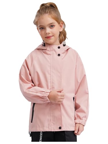 YEAHDOR Kids Girls Boys Zipper Hooded Jacket Long Sleeve Lightweight Windbreaker Outerwear for Outdoor Hiking3
