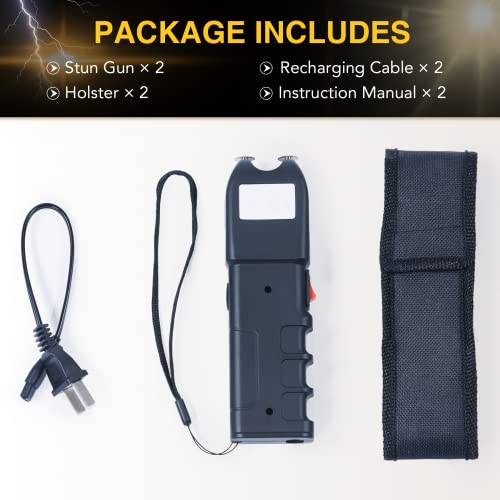 Dartmoor 300,000V Stun Gun Ultrapowerful Rechargeable Phone Size For Men Women With Side Shock Plates For Car & Self Defense Tactical Flashlight Custom Holster And Lanyard, Black #TOP5