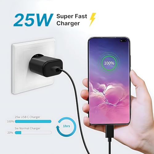 Image of Original 25W Charger USB Type C Compatible with Samsung Galaxy Z Fold 5 S24+S24 Ultra S23S23+S23 UltraS23 FE SAMF Series-Black with SIX Months Replacement Warranty