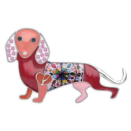 Enamel Alloy Rhinestone Dachshund Dog Brooches Cute Animal Jewelry Pin for Women Girls Gift Clothes Decorations