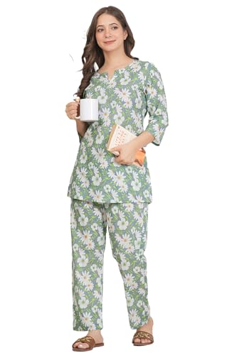 Image of Kuruti B Sheets Women's Printed Night Suit Set | Soft & Breathable Top and Pyjama Set for Women | Stylish Relaxed Fit Sleepwear for Everyday Comfort | Perfect Lounge Wear for Home & Travel