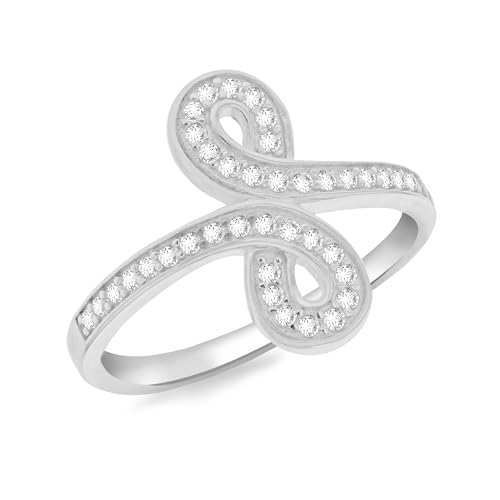 Amazon Essentials Bague de l’infini en argent sterling rhodié et zircon cubique pour femme #P