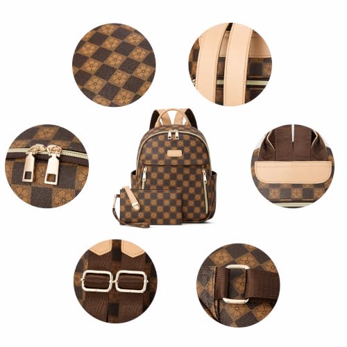 Image of Backpacks for Women Fashion PU Leather Bag Multipurpose Design Convertible Satchel Bag Travel Backpack Handbag and Purse 2Pcs