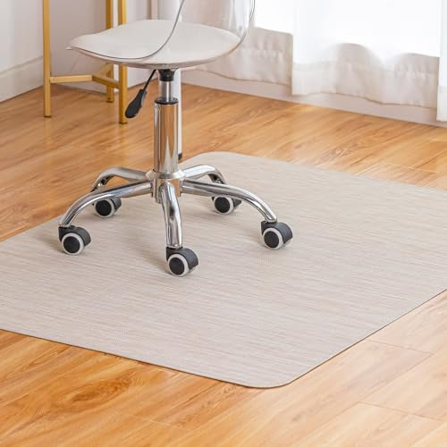 Image of Baroyal Office Chair Mat for Hardwood Floor Under Desk Computer Rolling Chair Mat for Wood /Tile Floor Non-Slip Heavy Duty Desk Rug PVC Plastic Hard Floor Protector 36 inch x 48 inch (Parchment)