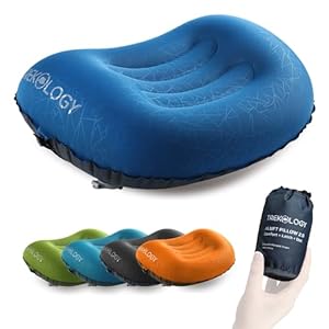 TREKOLOGY Ultralight Inflatable Camping Travel Pillow ALUFT 20 Compressible Compact Comfortable Ergonomic Inflating Pillows for Neck Lumbar Support While Camp Hiking Backpacking