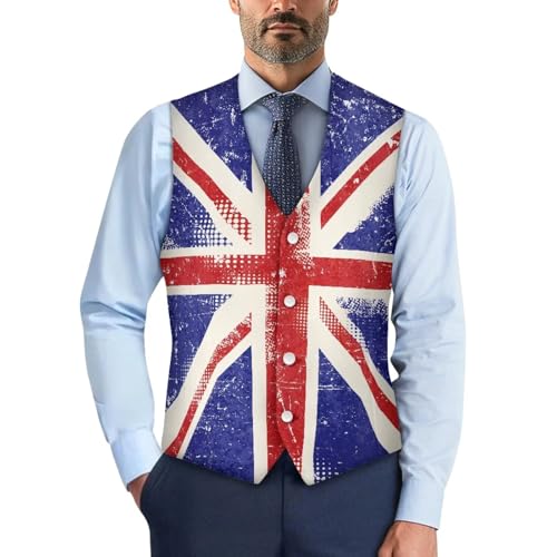 Gilet de costume léger pour homme ajusté au motif Union Jack taille M