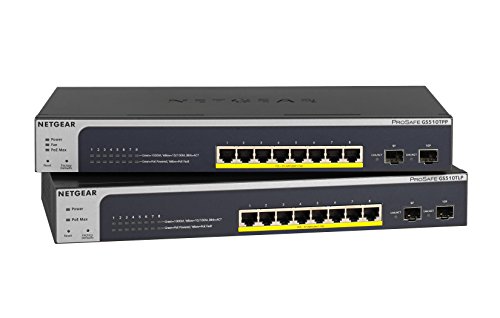Image of NETGEAR 10-Port Gigabit Ethernet Smart Managed Pro PoE Switch (GS510TPP) - with 8 x PoE+ @ 190W, 2 x 1G SFP, Desktop /Rackmount, and ProSAFE Lifetime Protection, Black