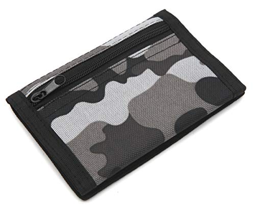 Image of AI-DEE RFID Trifold Canvas Outdoor Sports Wallet for Kids - Front Pocket Wallet with Magic Sticker