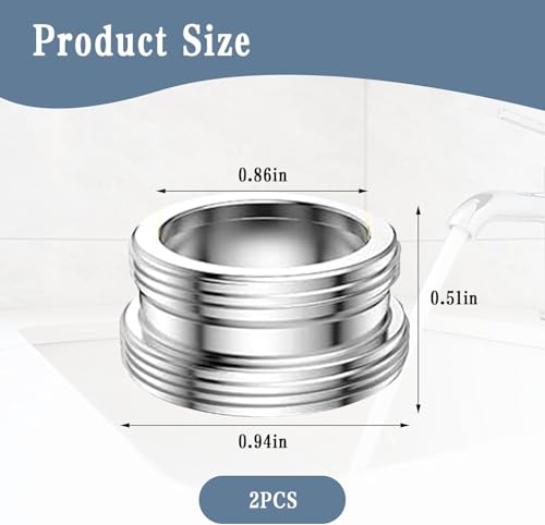 2 Stück Wasserhahn Adapter,M24 auf M22 Außengewinde Adapter Wasserhahn Silber,Metall Wasserhahnadapter mit Schwarz Gummiring,für Küchenarmaturen,Wassersparzierung,Wasserfilter,Schläuche