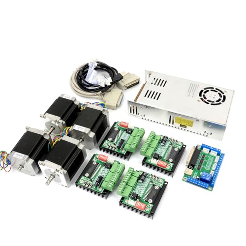 RATTMMOTOR CNC Steuerung Komplett Set 4 Achsen Neam23 57 * 76mm Schrittmotor 1.8Nm 270oz.in,MD430 Schrittmotortreiber,5 Achsen Parallel Interface Breakut Board + 350W V Netzteil RATTMMOTOR CNC Steuerung Komplett Set 4 Achsen Neam23 57 * 76mm Schrittmotor 1.8Nm 270oz.in,MD430 Schrittmotortreiber,5 Achsen Parallel Interface Breakut Board + 350W V Netzteil