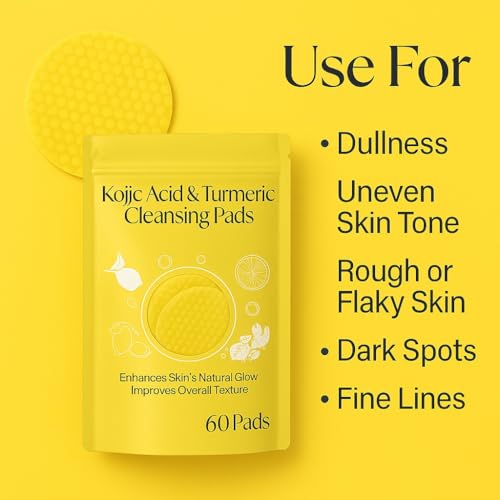 Image of Barebeauty Kojic Acid & Turmeric Cleansing Pads for Face | Brightening Exfoliating Pad for Dark Spots, Glowing Skin & Texture Improvement | Daily Facial Wipes for All Skin Types (60 Pads)