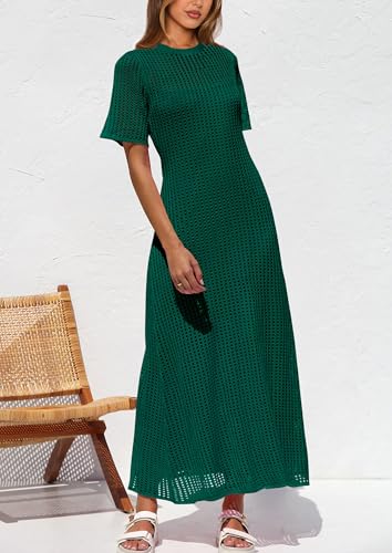 Image of PRETTYGARDEN Womens Eyelet Crochet Maxi 2 Piece Dress Sets