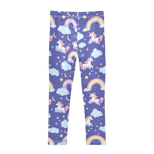 Unicorns Rainbows Girls' Leggings Toddler Doodles Clouds Kids Yoga Pants Dance Active Tights 4T2