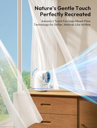 Image of Aecooly Touch Control Desk fan, 100 Speeds Quiet Digital Display 8000mAh Battery Powered Small Table Fan with 3 Oscillation Angles Desktop Fan for Bedroom, Bedside, Office, Travel -White