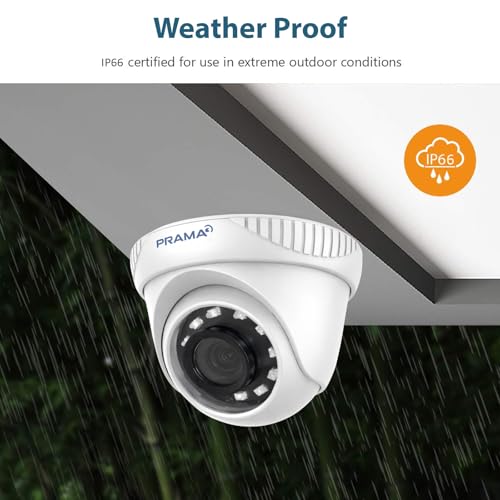 Image of PRAMA PT-HTD700E-IP 2 MP Eco Lite Dome Camera, 2 MP high Performance CMOS 1920 x 1080 Resolution, 2.8 mm, 3.6 mm Fixed Lens Up to 20 m IR Distance, DNR, DWDR Analog HD Output.
