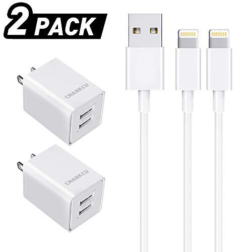 CNANKCU iPhone Charger Double USB MFi Certified Cable (6/6FT) with 2 Port Wall