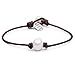 Women's Cultured Freshwater Single Pearl Bracelet and Leather Cord with Charm Jewelry 7.8'' Brown