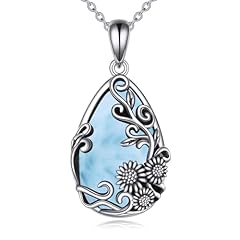 Silver-Larimar Sunflower Necklace
