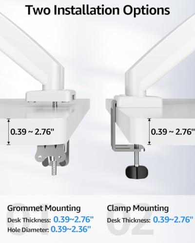 Image of Dual Monitor Stand fits up to 32 inch, 4.4-19.8 lbs Computer Screens, Dual Monitor Desk Mount Height Adjustable, Monitor Arms for 2 Monitors, Home Office VESA Mounts, Freelift White