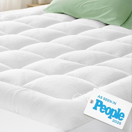 Ultra Soft Queen Size Mattress Topper - Viscose Made from Bamboo Pillow Top Mattress Pad for Back...