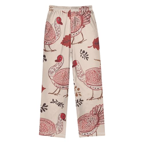 ZZXXB Turkey Leaves Boys Long Pants Soft Trousers Elastic Waist Kids Lounge Bottoms with Pockets S-XL2