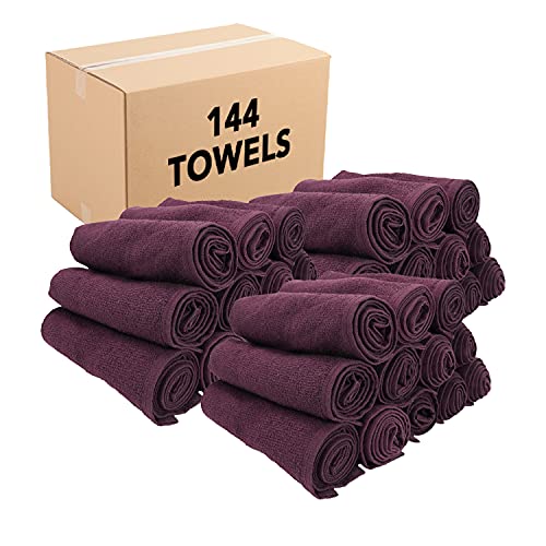 Image of Arkwright Bleach Resistant Salon Towels Bulk - 100% Cotton Hair Towels, Soft, Absorbent, Quick Dry Spa & Barber Towels for Hair Stylist, Nail Salon & Esthetician, 16 x 28, Eggplant (Case of 144)