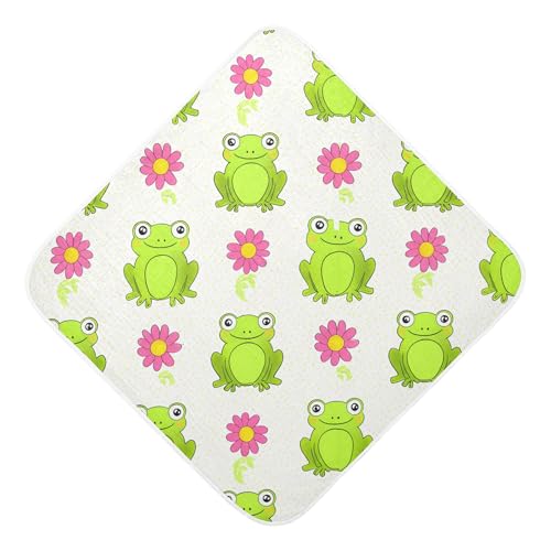 Kigai Baby Hooded Towel Absorbent Baby Bath Shower Towel with Hood for Newborn Boys Girls Babies Infant Toddler (Cute Green Frogs 30 x 30 in)