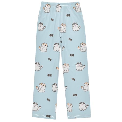 Boy's Pants Cat Fish Design Jogger Pants Elastic Waist Long Bottoms Trousers with Pockets 6-14 Years