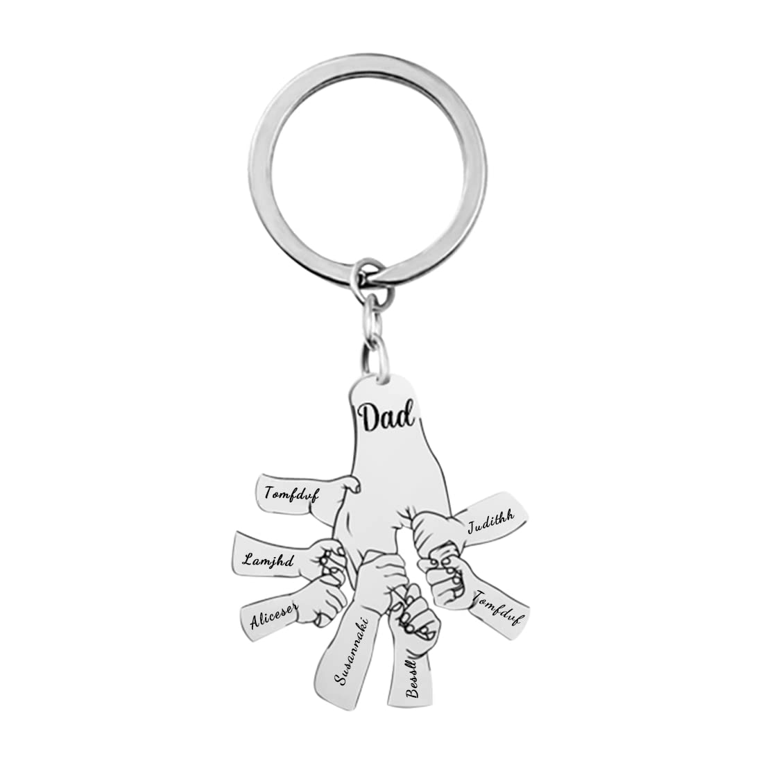 Custom Name Hand Fist Keychain - Personalized Dad Gifts for Father's Day - Keyring from Daughter