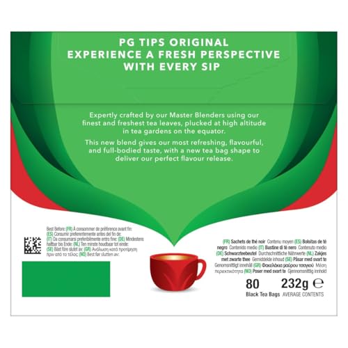 PG Tips Premium Black Tea, Pyramid Tea Bags, 80 Count