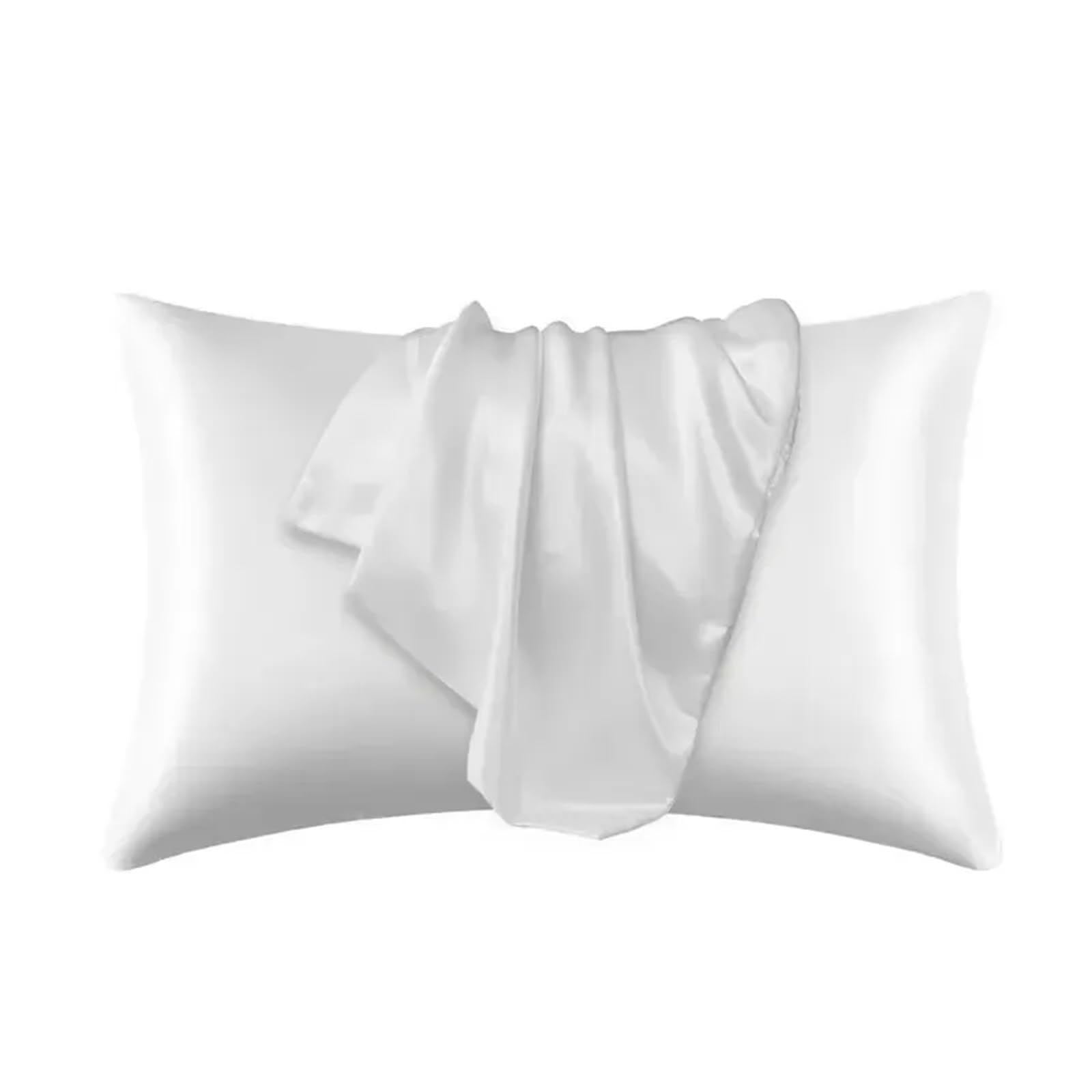 LYXYGMV Silk Pillow Case Real Pillowcase Bedding Cases for Bedrooms(White,51x66cm)