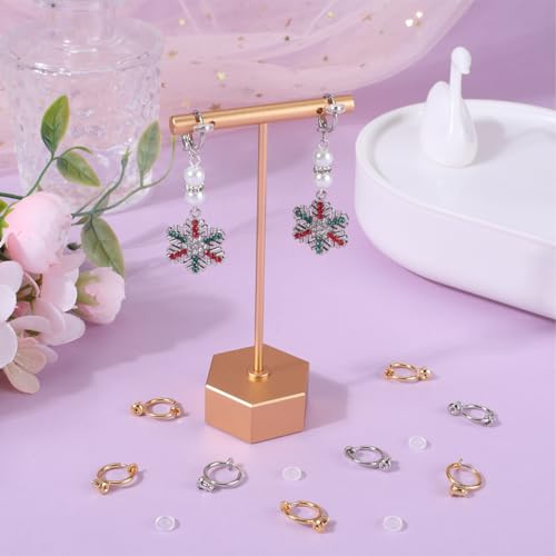 Beebeecraft 1 Box 12Pcs Earring Clips 18K Gold & Platinum Plated Silver Clip-on Non-Pierced Earring Converters Findings with 12Pcs Silicone Pads for DIY Jewellery Earring Making - Image 4